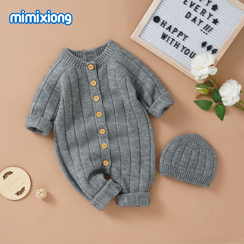 New Autumn Winter Baby Knit Hoodie Set