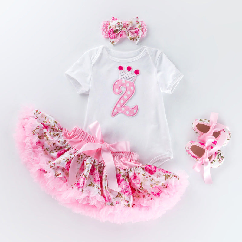 Baby Birthday Outfit Set with Cartoon Princess Dress
