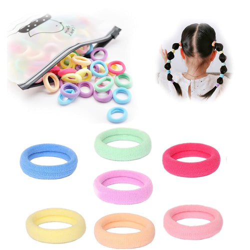 100PCS Baby Hair TiesElastics Candy Color Baby Hair Bands and Multicolor Ponytail Holders Hair Accessories for Kids Girls2.5cm in Diameter (7 Colors)