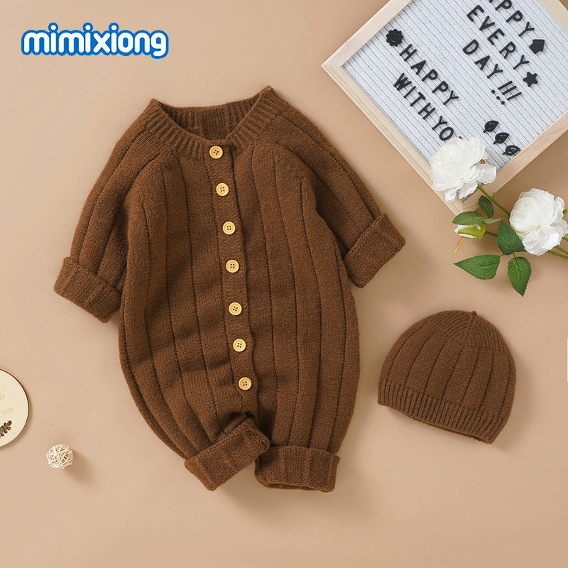 New Autumn Winter Baby Knit Hoodie Set