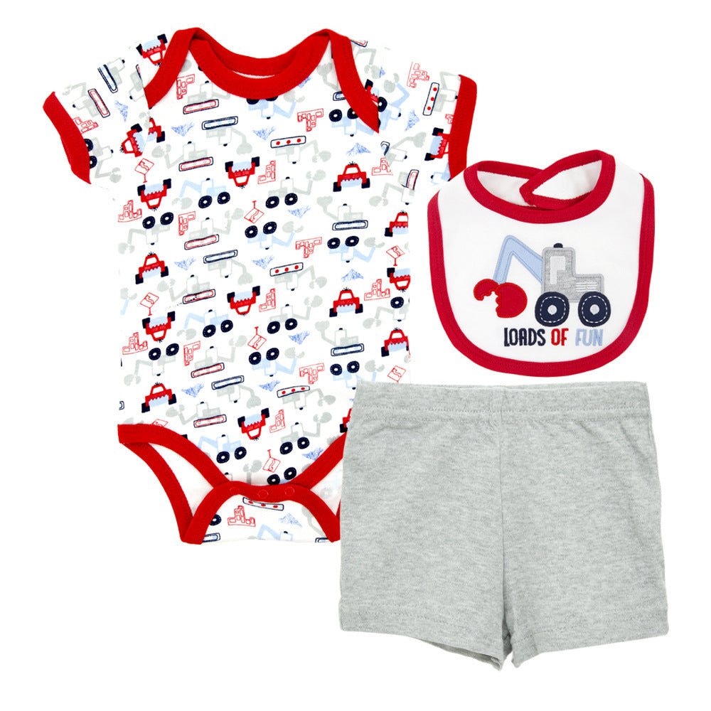 3-Piece Cartoon Summer Outfit for Newborn Baby Girls