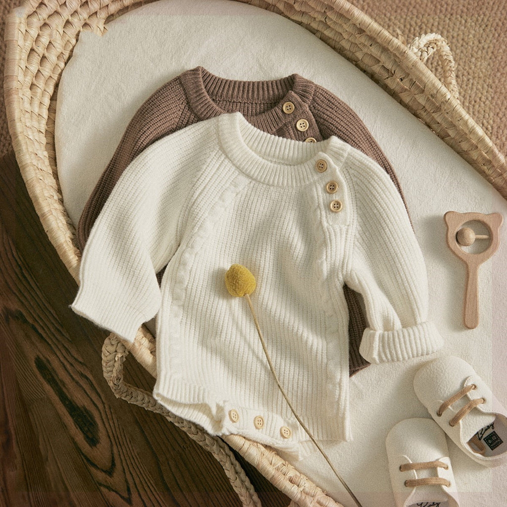 Solid Color Knitting Jumpsuit for Newborn Girls