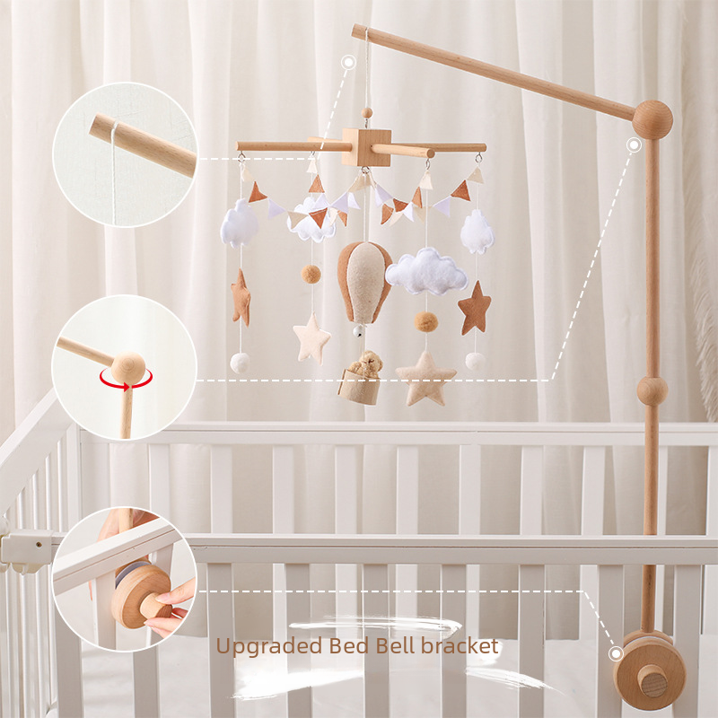 "Minimalist Baby Crib Mobile with Wooden Stand Accessories"