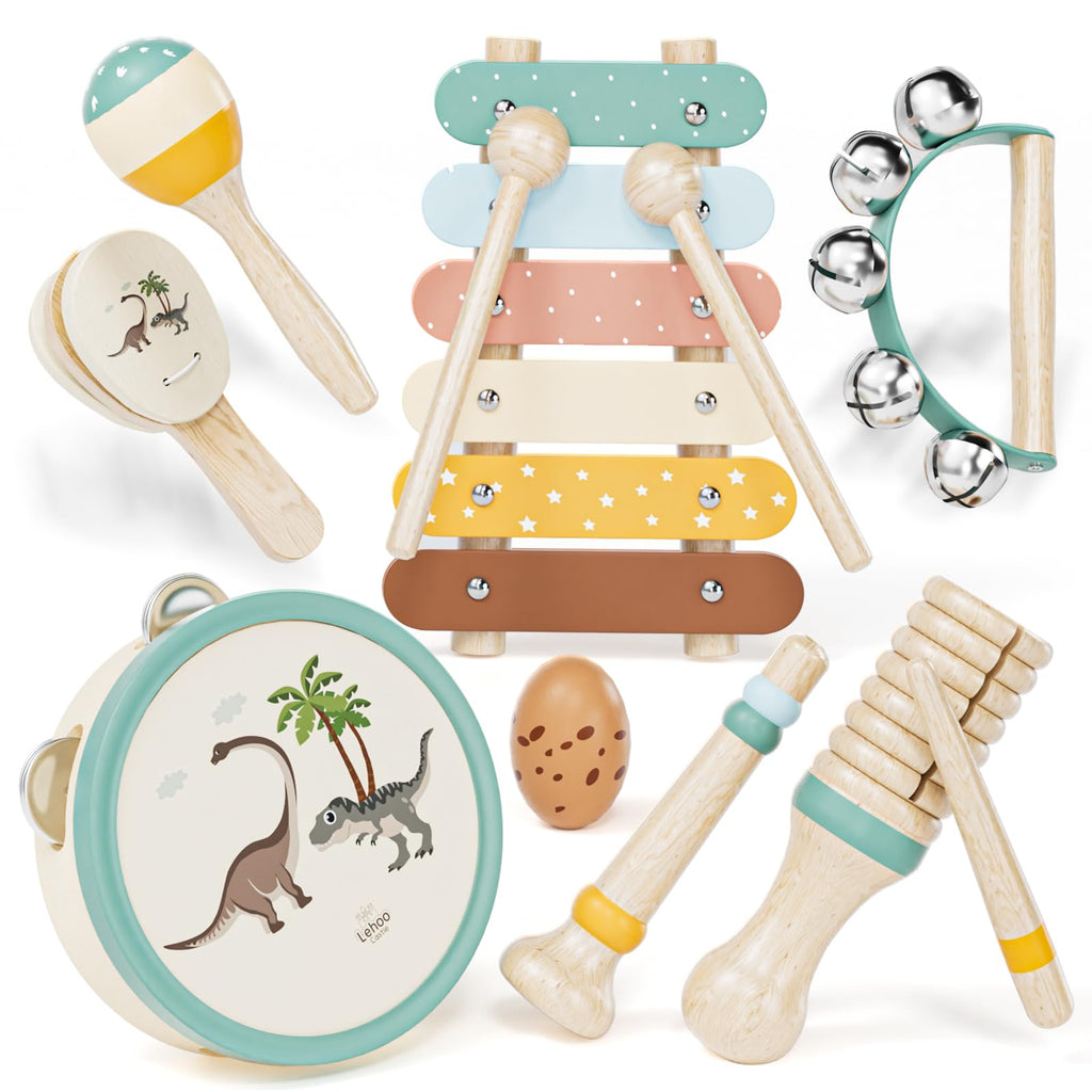 Lehoo Castle Baby Musical Instruments Wooden Musical Toys for Toddlers Baby Xylophone Percussion Instruments Montessori Preschool Educational Wooden Toys 18M+