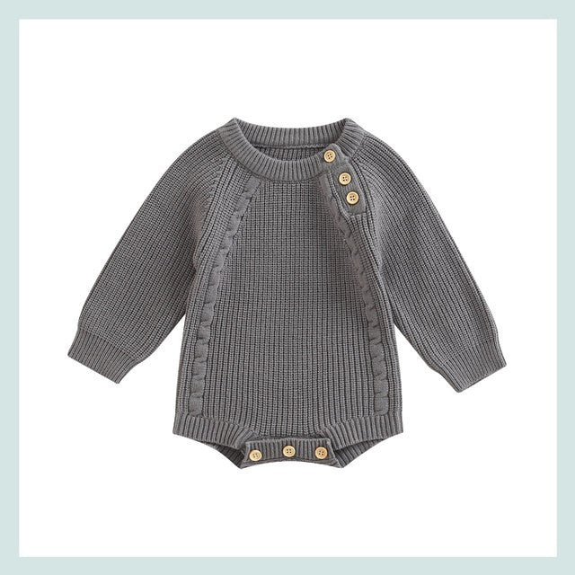 Solid Color Knitting Jumpsuit for Newborn Girls