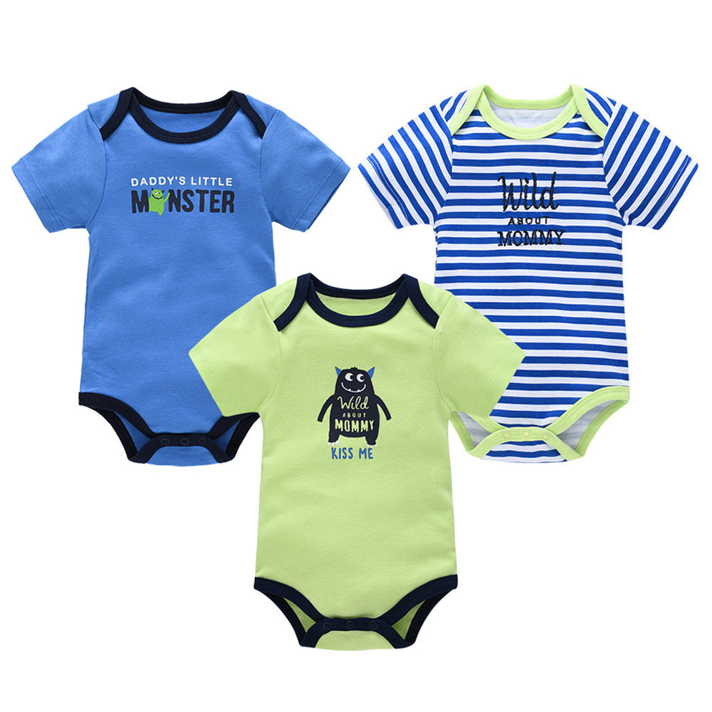 Baby Clothing Set - Cotton Short Sleeve Romper (3 Pieces)
