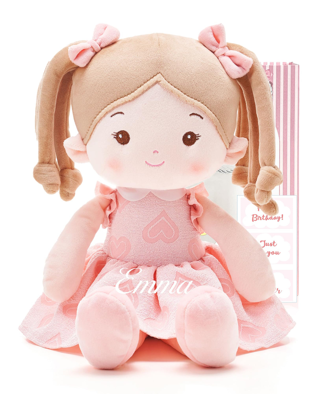 Personalized Soft Baby Doll Toys for Girls (16) My First Christmas Dolls Leya Doll Baby Rag Doll Plush Toys for Toddler Kids Infants -Sweetheart Girl Ligh
