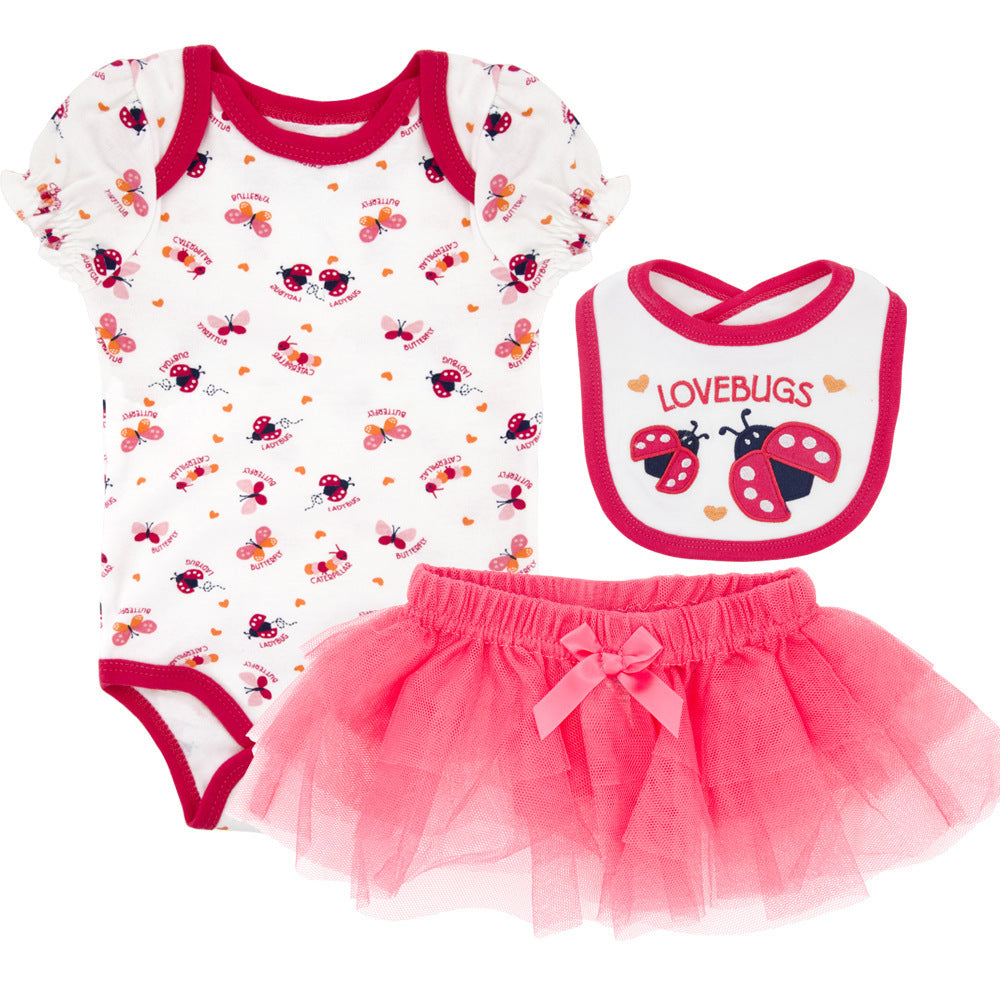 3-Piece Cartoon Summer Outfit for Newborn Baby Girls