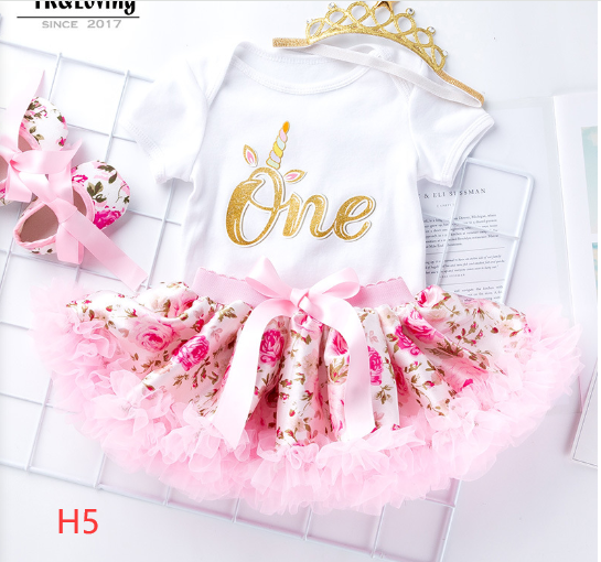 Baby Birthday Outfit Set with Cartoon Princess Dress