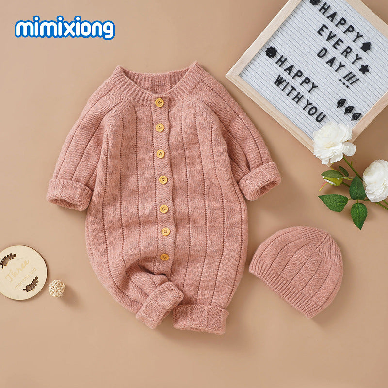 New Autumn Winter Baby Knit Hoodie Set